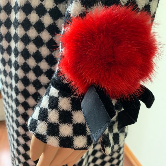 Rickie Freeman for Teri Jon black white with red flower wool tweed skirt suit - Picture 6 of 11